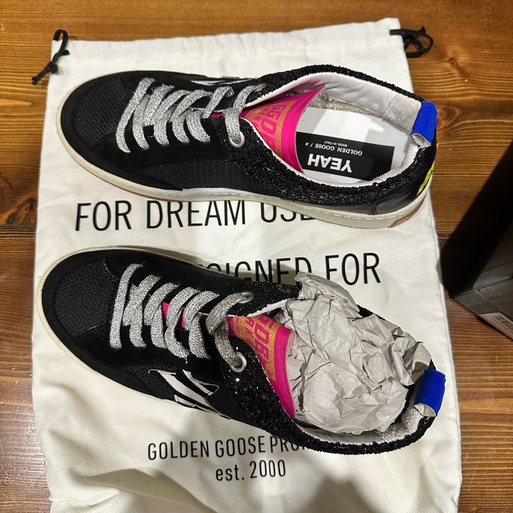 Golden Goose Women’s Yeah Mixed Media Low Top Sneakers - Picture 4 of 5